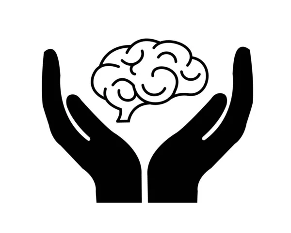 brain in hand. brain care icon vector isolated on white background