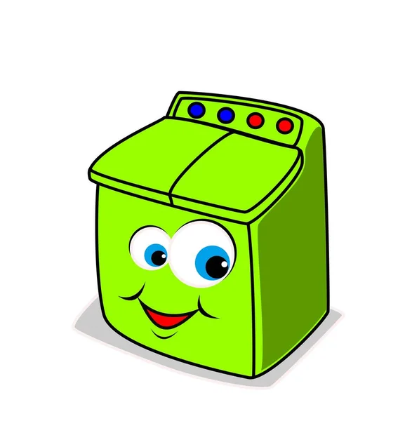 green washing machine cartoon vector illustration
