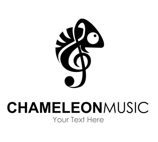 Chameleon Music Logo Design Concept Isolated White Background — Vector de stock