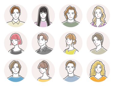 Çeşitli insanların yüzlerinin resimleri..