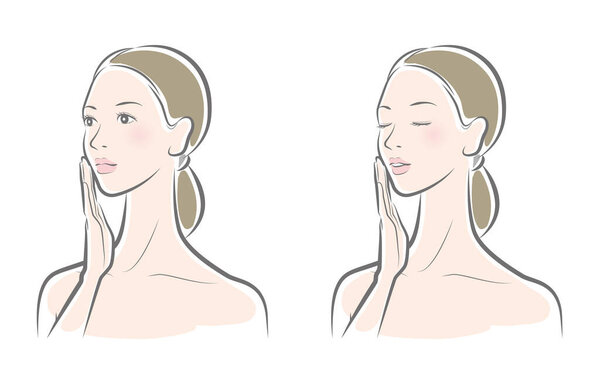 Vector illustration of a woman doing skin care.