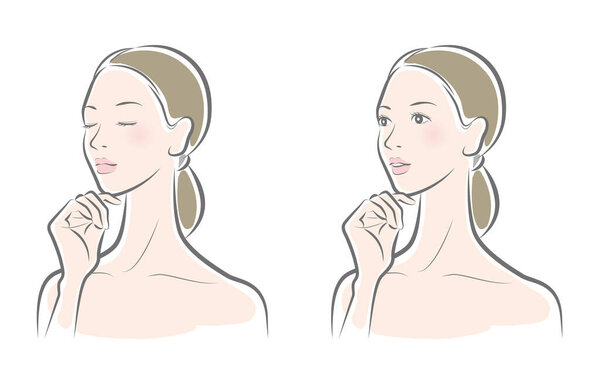 Vector illustration of a woman doing skin care.