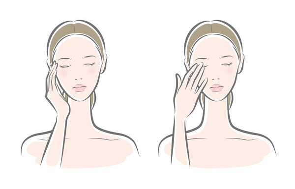 Vector illustration of a woman doing skin care.