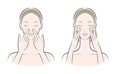 Yüz masajı yapan bir kadının resmi..