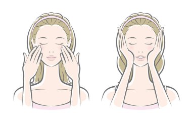 Yüz masajı yapan bir kadının resmi..