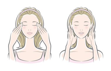 Yüz masajı yapan bir kadının resmi..