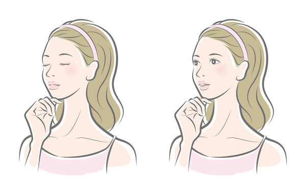 Vector illustration of a woman doing skin care.