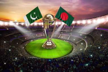 Karaçi, Pakistan, 12 Ekim Icc Kriket Dünya Kupası 2023 bayrakları..
