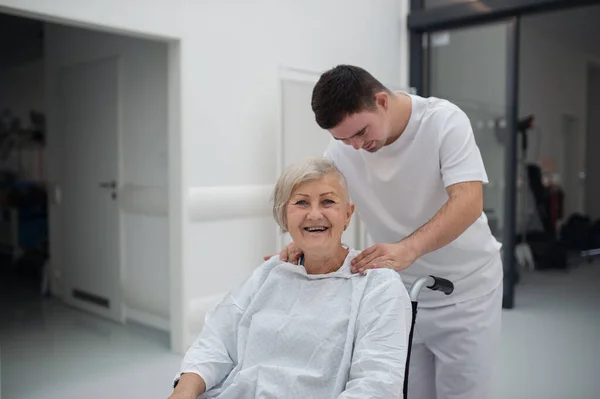 Young Man Syndome Working Hospital Caregiver Concpet Integration People Disability — Stock Photo, Image