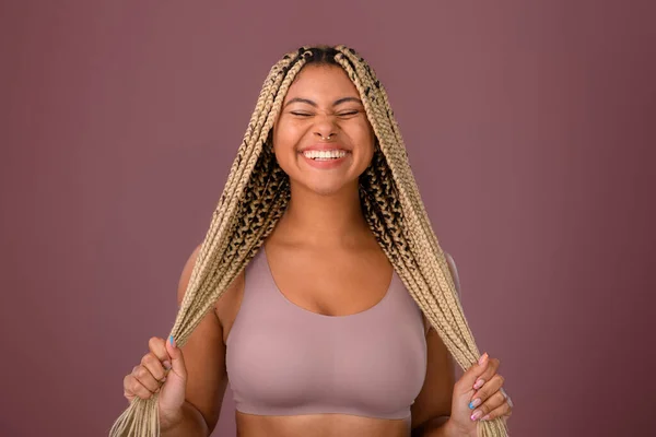 Portrait Happy Multiracial Woman Studio Shoot — Stok fotoğraf