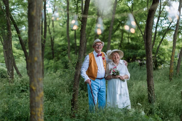 Senior Couple Having Marriage Nature Summer Day — стоковое фото