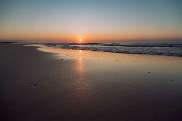 Пейзаж Морским Закатом Пляже — стоковое фото