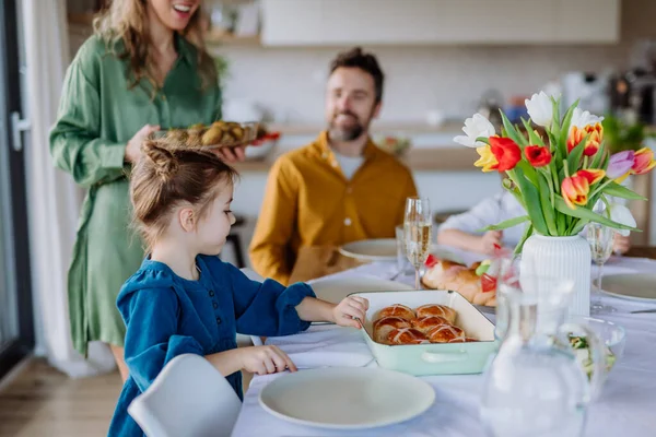 Happy Multigenertional Family Having Easter Lunch Together — Stock Fotó
