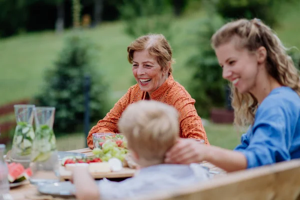 Multi Generation Family Having Outdoor Garden Party — Stockfoto