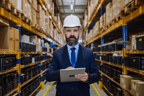 Manager Suit Controlling Goods Warehouse — Stok Foto