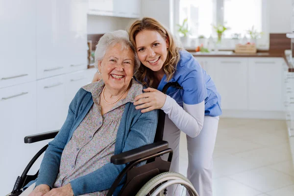 Porträt Einer Krankenschwester Und Ihres Älteren Klienten Rollstuhl — Stockfoto