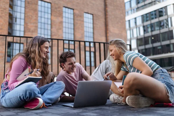 Group Generation Students Studying Together Lecture Campus Young Stylish Zoomers — Stock Photo, Image
