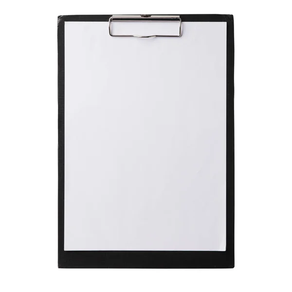 Black Clipboard Clip Top Papers Single Clipboard Writing Board Papers — Stock Photo, Image