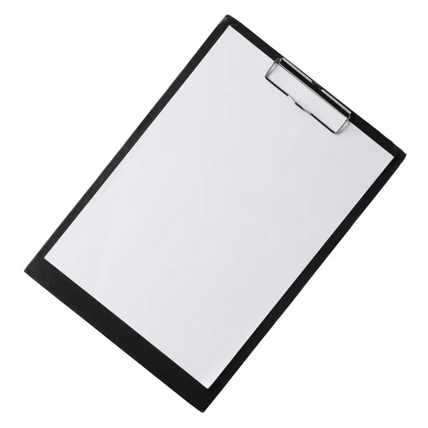 Black Clipboard Clip Top Papers Single Clipboard Writing Board Papers — Stock Photo, Image