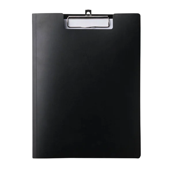 Closed Black Clipboard Clip Top Papers Folding Clipboard Writing Board — Stock Photo, Image