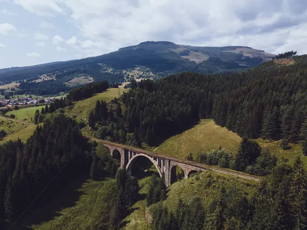 Vue Aérienne Pont Ferroviaire Historique Pierre Slovaquie Pont Ferroviaire Arc — Photo