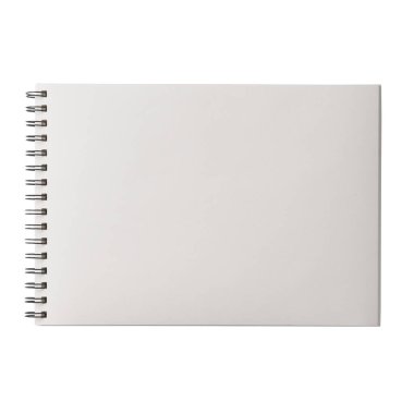 Bobin kaplamalı kağıt defter. Spiral ciltli günlük. Gerçekçi, fotoğrafçılık, beyaz arka planda izole edilmiş..