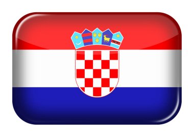 Bir Hırvatistan web simgesi dikdörtgen düğmesi ve kesme yolu 3d illüstrasyon