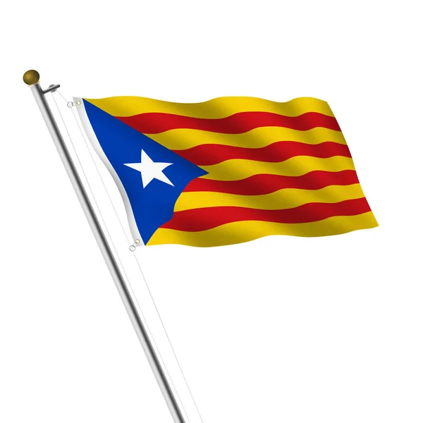 Μια Απεικόνιση Της Ανεξαρτησίας Της Καταλονίας Flagpole Στο Λευκό Μονοπάτι — Φωτογραφία Αρχείου