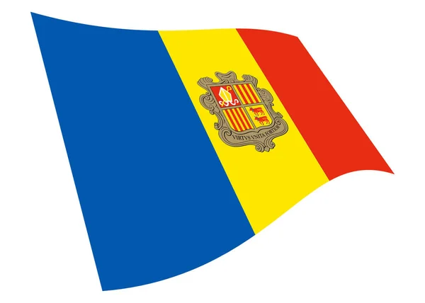 Uma Bandeira Acenar Andorra Ilustração Isolado Branco Com Caminho Recorte — Fotografia de Stock