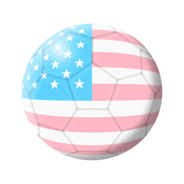 クリッピングパス3Dイラストで白に隔離されたアメリカのトランスジェンダーサッカーボールのイラスト — ストック写真