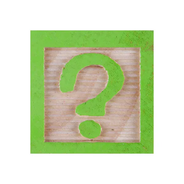 Question Mark Childs Wood Block White Clipping Path — Stock fotografie