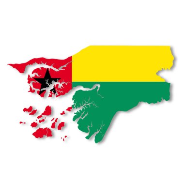 Gölge 3d illüstrasyonunu kaldırmak için kırpma yolu olan beyaz arkaplan üzerinde bir Gine-Bissau haritası