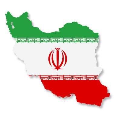 Beyaz arkaplanda gölge 3d illüstrasyonunu kaldırmak için kırpma yolu olan bir İran haritası