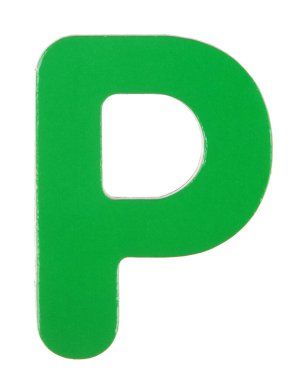 An upper case P magnetic letter on white with clipping path
