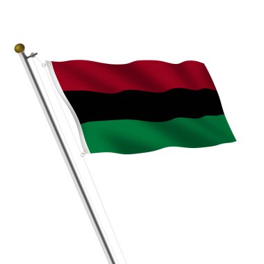 An African American flagpole 3d illustration on white with clipping path