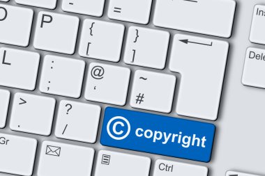 A Copyright concept PC computer keyboard 3d illustration