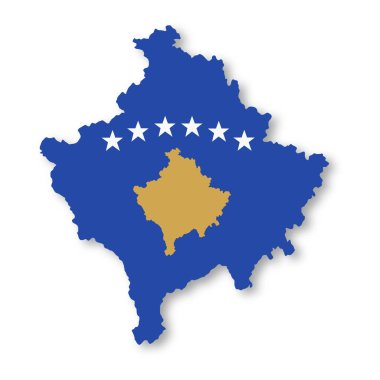 A Kosovo map on white background with clipping path 3d illustration