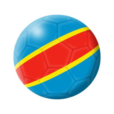 A Democratic Republic of Congo soccer ball football 3d illustration isolated on white with clipping path