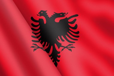 An Albania waving flag 3d illustration wind ripple