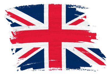 Büyük Britanya bayraklı arka plan boyası fırça darbesi 3D çizim kırpma yolu