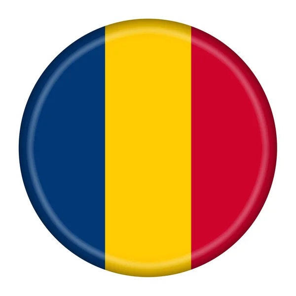 Tchad Flagga Knapp Illustration Med Klippning Väg — Stockfoto