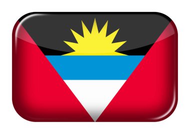 Bir Antigua ve Barbuda web simgesi dikdörtgen düğmesi kırpma yolu 3d illüstrasyon