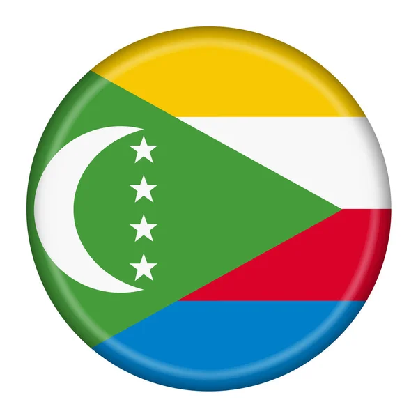 Tlačítko Vlajky Komor Ilustrace Oříznutou Cestou — Stock fotografie