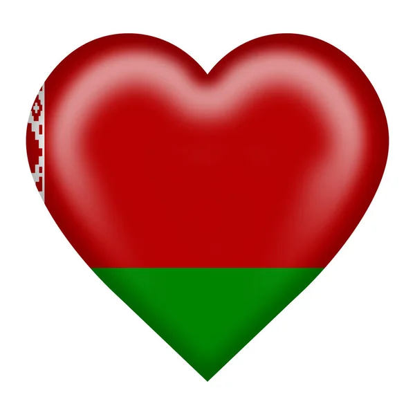 Botón Corazón Bandera Bielorrusia Aislado Blanco Con Ruta Recorte Ilustración — Foto de Stock