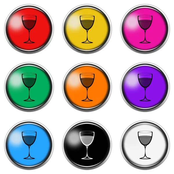 Wine Button Icon Set Clipping Path Illustration — Stock Photo, Image