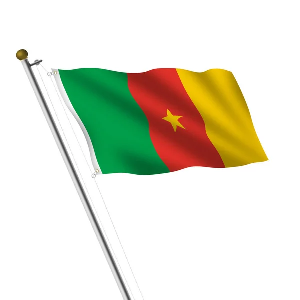 Kamerun Flagpole Illusztráció Fehér Nyírás Elérési — Stock Fotó