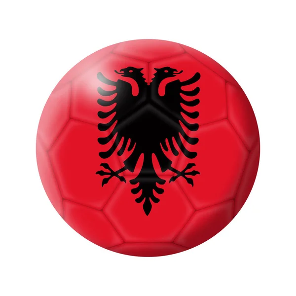 阿尔巴尼亚足球3D插画 白色孤立 有剪切路径 — 图库照片