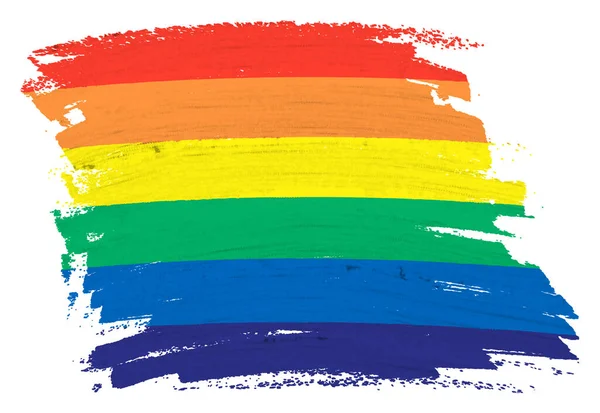 ゲイ虹の旗の背景ペイントクリッピングパスとスプラッシュブラシストローク3Dイラスト — ストック写真