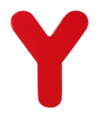 Kırpma yolu beyaz üzerine büyük harf Y manyetik harfi