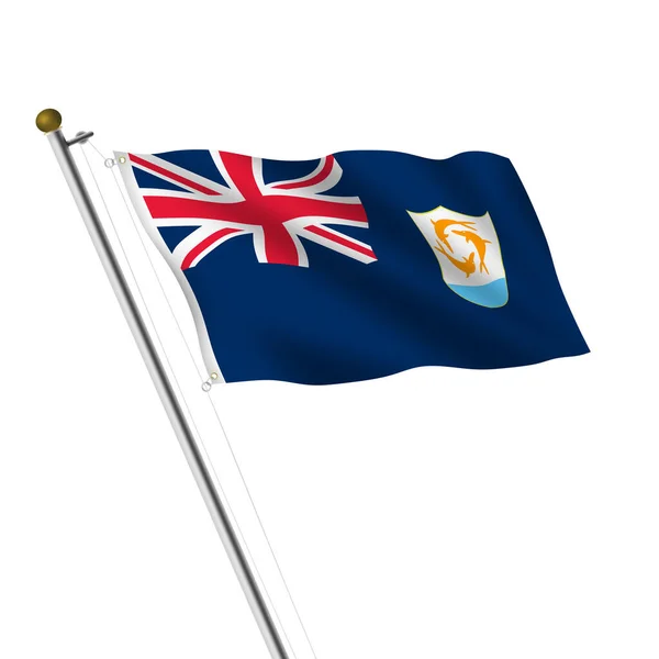 Vlajková Tyč Anguilla Ilustrace Bílém Oříznutou Dráhou — Stock fotografie